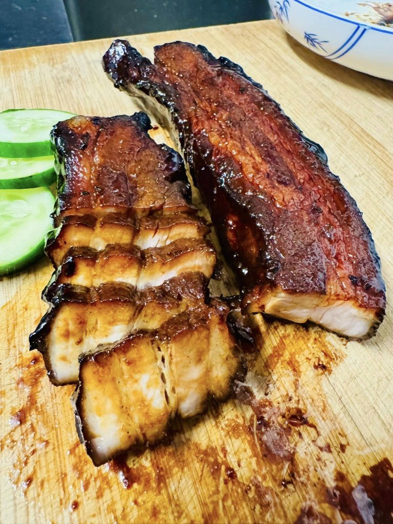 Juicy cuts of pork belly Char Siew...